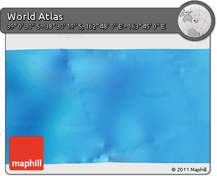 Shaded Relief 3D Map of the Area around 38° 45' 25" S, 163° 16' 30" E