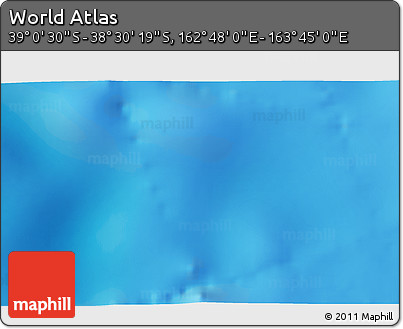 Shaded Relief 3D Map of the Area around 38° 45' 25" S, 163° 16' 30" E