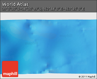 Shaded Relief 3D Map of the Area around 38° 45' 25" S, 163° 16' 30" E