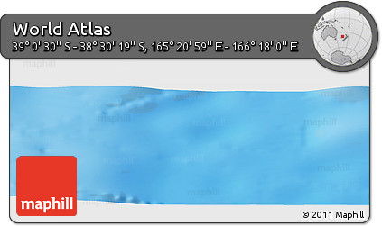 Physical Panoramic Map of the Area around 38° 45' 25" S, 165° 49' 29" E