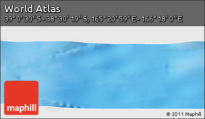 Physical Panoramic Map of the Area around 38° 45' 25" S, 165° 49' 29" E