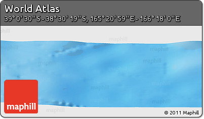 Physical Panoramic Map of the Area around 38° 45' 25" S, 165° 49' 29" E