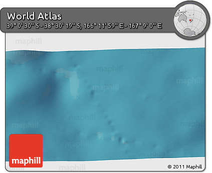 Satellite 3D Map of the Area around 38° 45' 25" S, 166° 40' 30" E