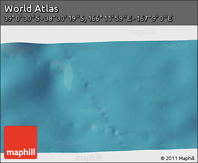 Satellite 3D Map of the Area around 38° 45' 25" S, 166° 40' 30" E