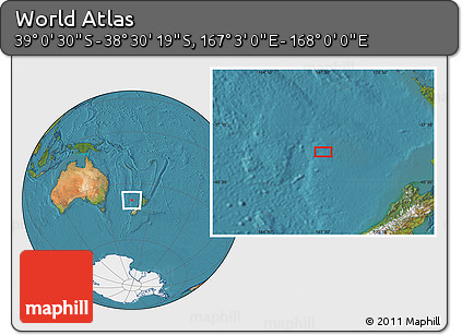 Satellite Location Map of the Area around 38° 45' 25" S, 167° 31' 30" E