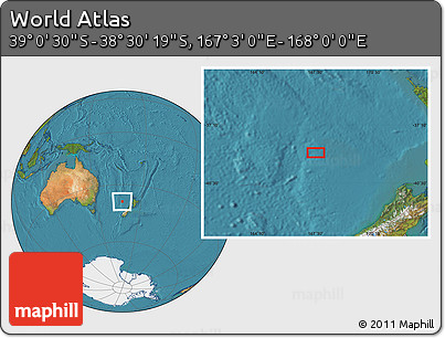 Satellite Location Map of the Area around 38° 45' 25" S, 167° 31' 30" E