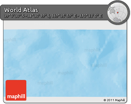 Physical 3D Map of the Area around 38° 45' 25" S, 170° 4' 29" E