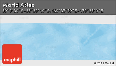 Physical Panoramic Map of the Area around 38° 45' 25" S, 170° 4' 29" E