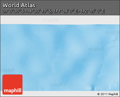 Physical 3D Map of the Area around 38° 45' 25" S, 171° 46' 30" E