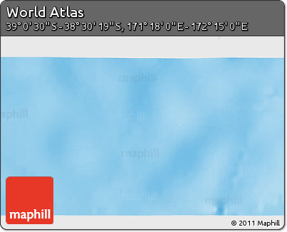 Physical 3D Map of the Area around 38° 45' 25" S, 171° 46' 30" E