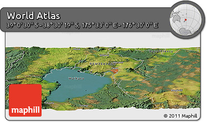 Satellite Panoramic Map of the Area around 38° 45' 25" S, 176° 1' 30" E