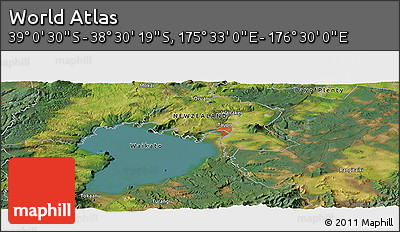 Satellite Panoramic Map of the Area around 38° 45' 25" S, 176° 1' 30" E