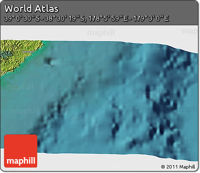 Satellite 3D Map of the Area around 38° 45' 25" S, 178° 34' 29" E