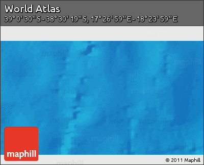 Physical 3D Map of the Area around 38° 45' 25" S, 17° 55' 29" E