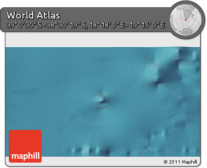 Satellite 3D Map of the Area around 38° 45' 25" S, 18° 46' 29" E