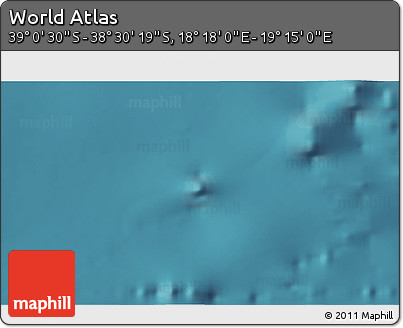 Satellite 3D Map of the Area around 38° 45' 25" S, 18° 46' 29" E