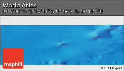 Physical Panoramic Map of the Area around 38° 45' 25" S, 18° 46' 29" E