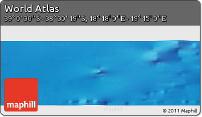 Physical Panoramic Map of the Area around 38° 45' 25" S, 18° 46' 29" E