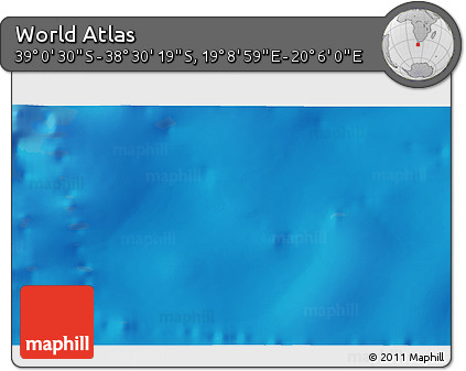 Physical 3D Map of the Area around 38° 45' 25" S, 19° 37' 30" E