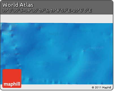 Physical 3D Map of the Area around 38° 45' 25" S, 19° 37' 30" E