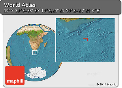 Satellite Location Map of the Area around 38° 45' 25" S, 23° 52' 30" E