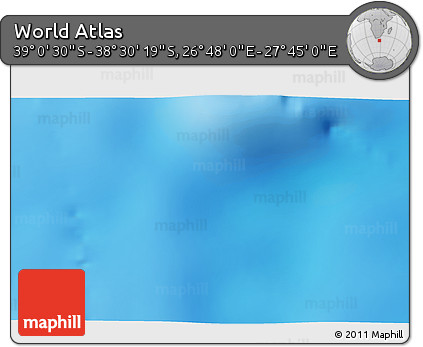 Shaded Relief 3D Map of the Area around 38° 45' 25" S, 27° 16' 29" E
