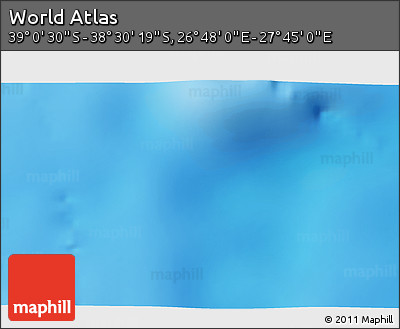 Shaded Relief 3D Map of the Area around 38° 45' 25" S, 27° 16' 29" E