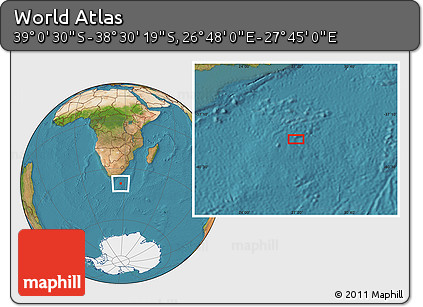 Satellite Location Map of the Area around 38° 45' 25" S, 27° 16' 29" E