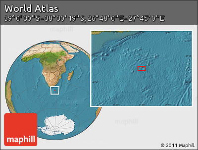 Satellite Location Map of the Area around 38° 45' 25" S, 27° 16' 29" E