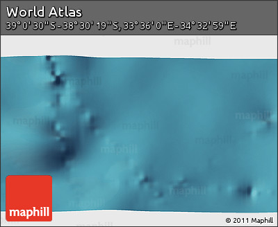 Satellite 3D Map of the Area around 38° 45' 25" S, 34° 4' 30" E