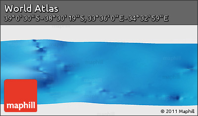 Physical Panoramic Map of the Area around 38° 45' 25" S, 34° 4' 30" E
