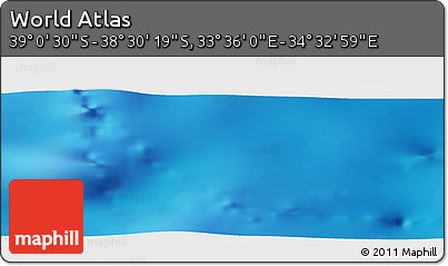 Physical Panoramic Map of the Area around 38° 45' 25" S, 34° 4' 30" E