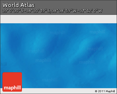 Physical 3D Map of the Area around 38° 45' 25" S, 38° 10' 29" W