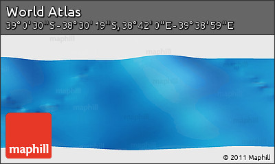 Physical Panoramic Map of the Area around 38° 45' 25" S, 39° 10' 29" E