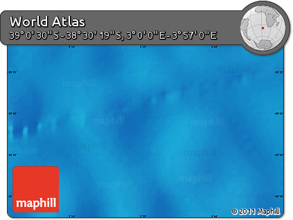 Physical Map of the Area around 38° 45' 25" S, 3° 28' 30" E