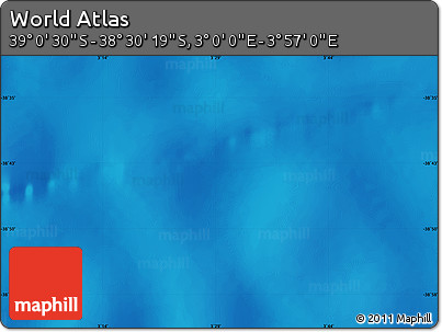 Shaded Relief Map of the Area around 38° 45' 25" S, 3° 28' 30" E