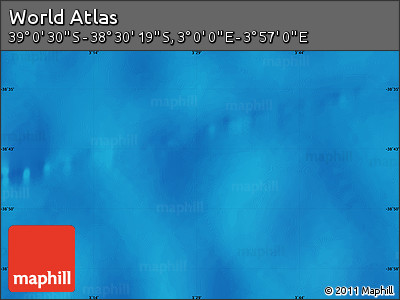 Shaded Relief Map of the Area around 38° 45' 25" S, 3° 28' 30" E