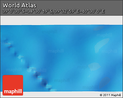 Physical 3D Map of the Area around 38° 45' 25" S, 40° 1' 29" E