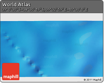 Physical 3D Map of the Area around 38° 45' 25" S, 40° 1' 29" E