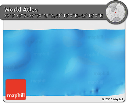 Physical 3D Map of the Area around 38° 45' 25" S, 41° 43' 30" E