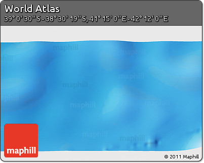 Physical 3D Map of the Area around 38° 45' 25" S, 41° 43' 30" E