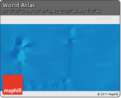 Physical 3D Map of the Area around 38° 45' 25" S, 41° 34' 30" W