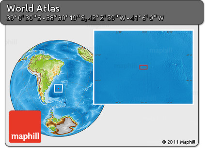 Physical Location Map of the Area around 38° 45' 25" S, 41° 34' 30" W