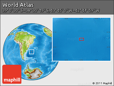 Physical Location Map of the Area around 38° 45' 25" S, 43° 16' 29" W