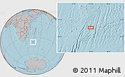 Gray Location Map of the area around 38° 45' 25" S, 45° 7' 30" E, hill shading