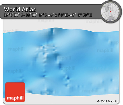 Physical 3D Map of the Area around 38° 45' 25" S, 46° 49' 30" E