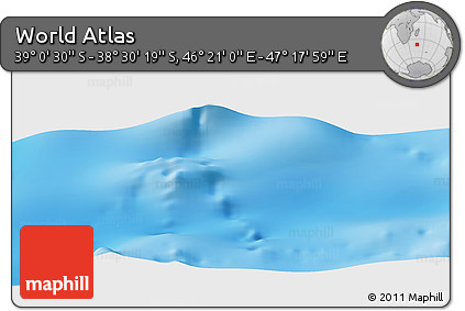 Physical Panoramic Map of the Area around 38° 45' 25" S, 46° 49' 30" E