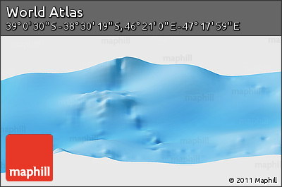 Physical Panoramic Map of the Area around 38° 45' 25" S, 46° 49' 30" E