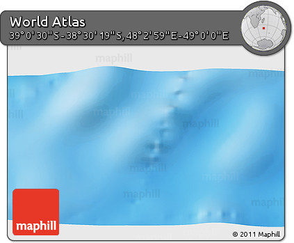 Shaded Relief 3D Map of the Area around 38° 45' 25" S, 48° 31' 29" E