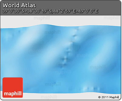 Shaded Relief 3D Map of the Area around 38° 45' 25" S, 48° 31' 29" E